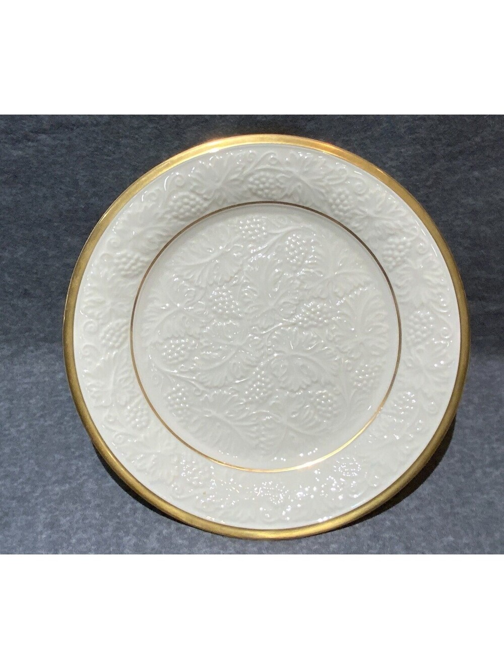 Vintage Lenox 24k Gold Rimmed Embossed Grapevine Porcelain 13”W Serving Platter